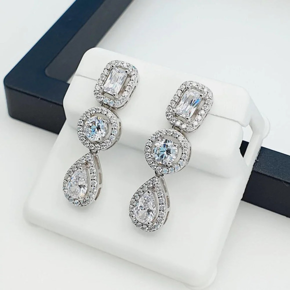 "925 Sterling Silver Cubic Zircon Earrings, UU1P7A7024 - Picture 2 of 11